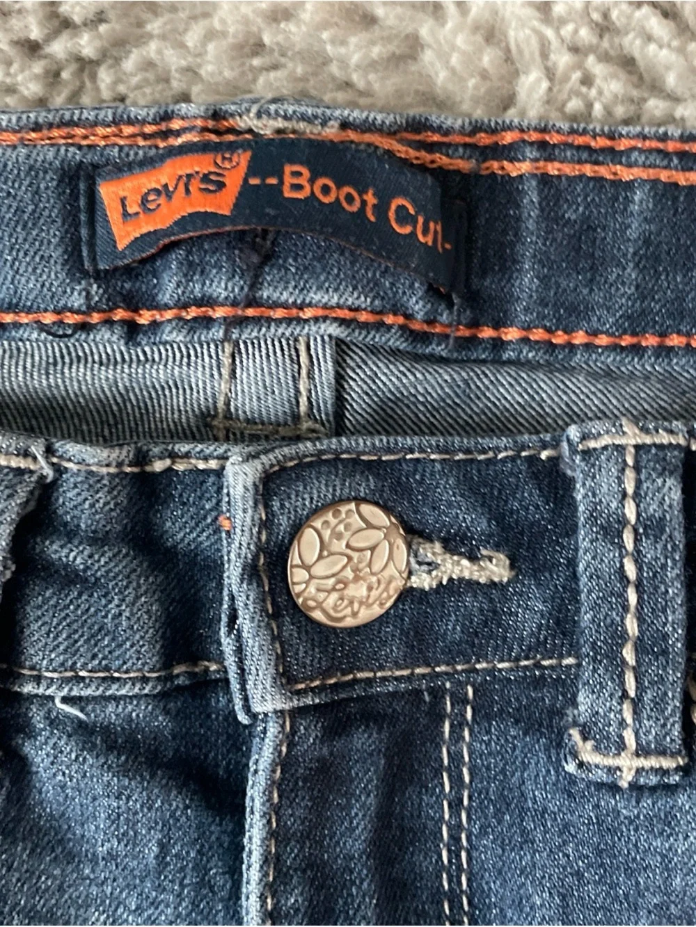 Levi's Boot Cut Dark Wash Girls Sz 10R Adjustable Waist Flap Pockets Flare